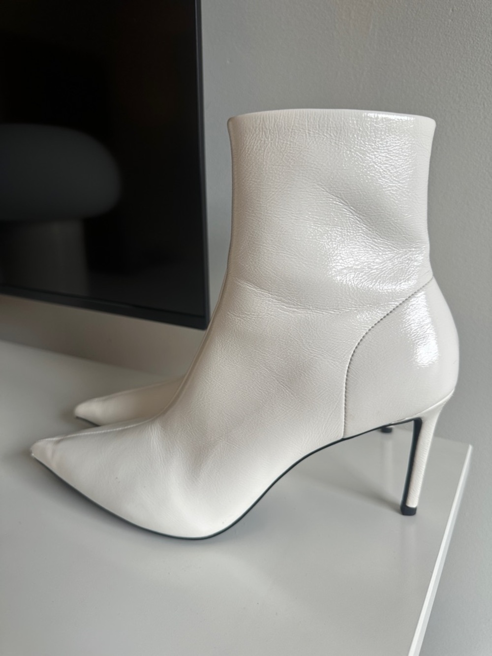 Jeffrey Campbell Nixie White Patent Heeled Boots